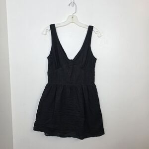 Black Poppy Babydoll Fit & Flare Girly Lightweight Romantic Mini Dress Sz Small
